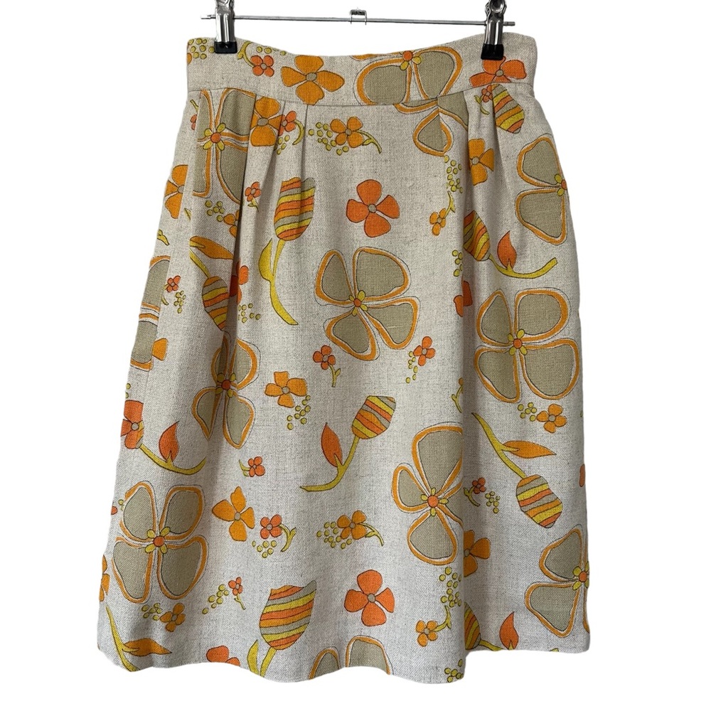 VINTAGE Handmade ‘70s Pleated Floral Midi Skirt
